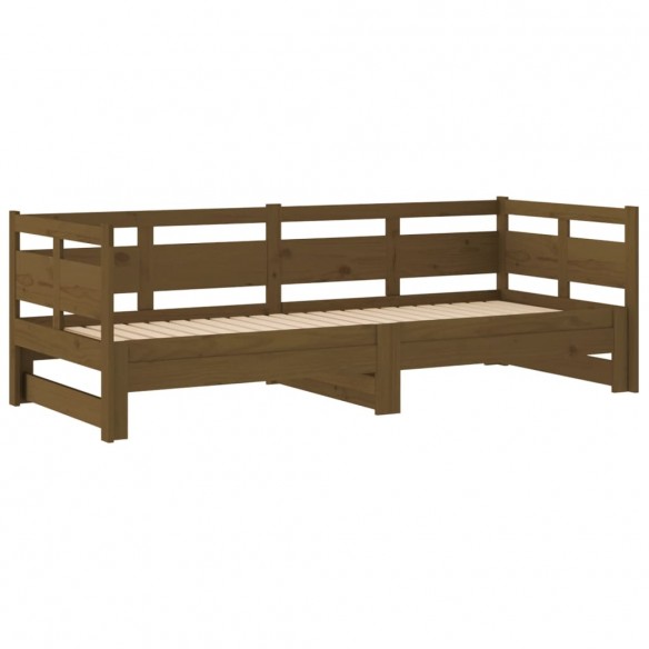 Lit coulissant Marron miel Bois de pin massif 2x(80x200) cm