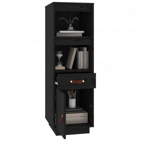 Buffet haut Noir 34x40x108,5 cm Bois massif de pin