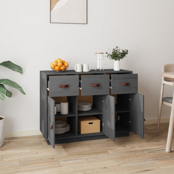 Buffet Gris 100x40x75 cm Bois massif de pin