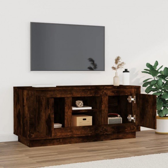 Meuble TV chêne fumé 102x35x45 cm bois d'ingénierie