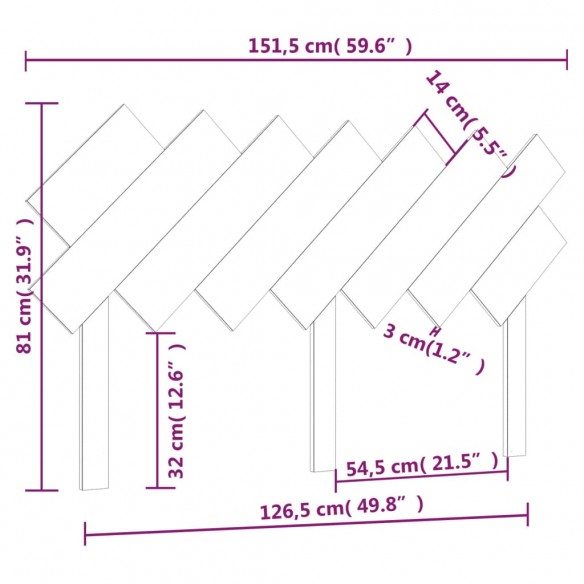 Tête de lit Blanc 151,5x3x81 cm Bois massif de pin