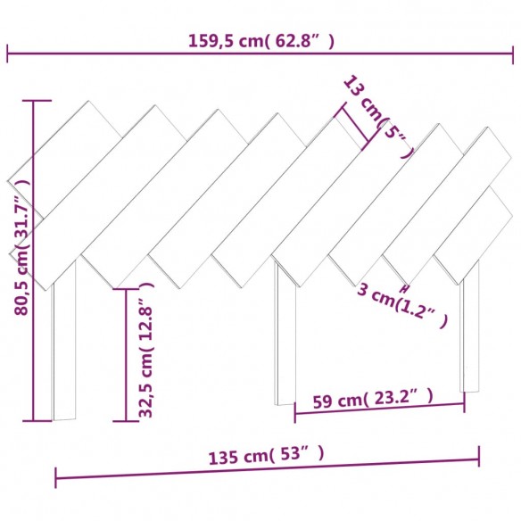 Tête de lit 159,5x3x80,5 cm Bois massif de pin