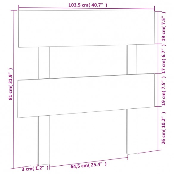 Tête de lit Noir 103,5x3x81 cm Bois massif de pin