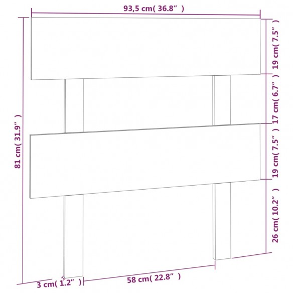 Tête de lit 93,5x3x81 cm Bois massif de pin