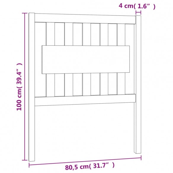 Tête de lit Gris 80,5x4x100 cm Bois massif de pin