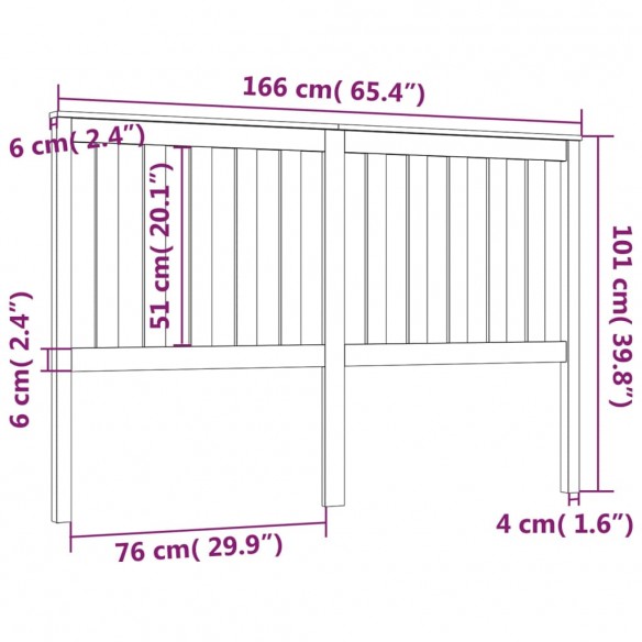 Tête de lit Gris 166x6x101 cm Bois massif de pin