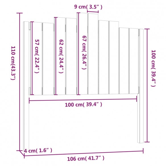 Tête de lit Blanc 106x4x110 cm Bois massif de pin