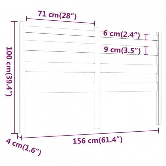 Tête de lit Marron miel 156x4x100 cm Bois massif de pin