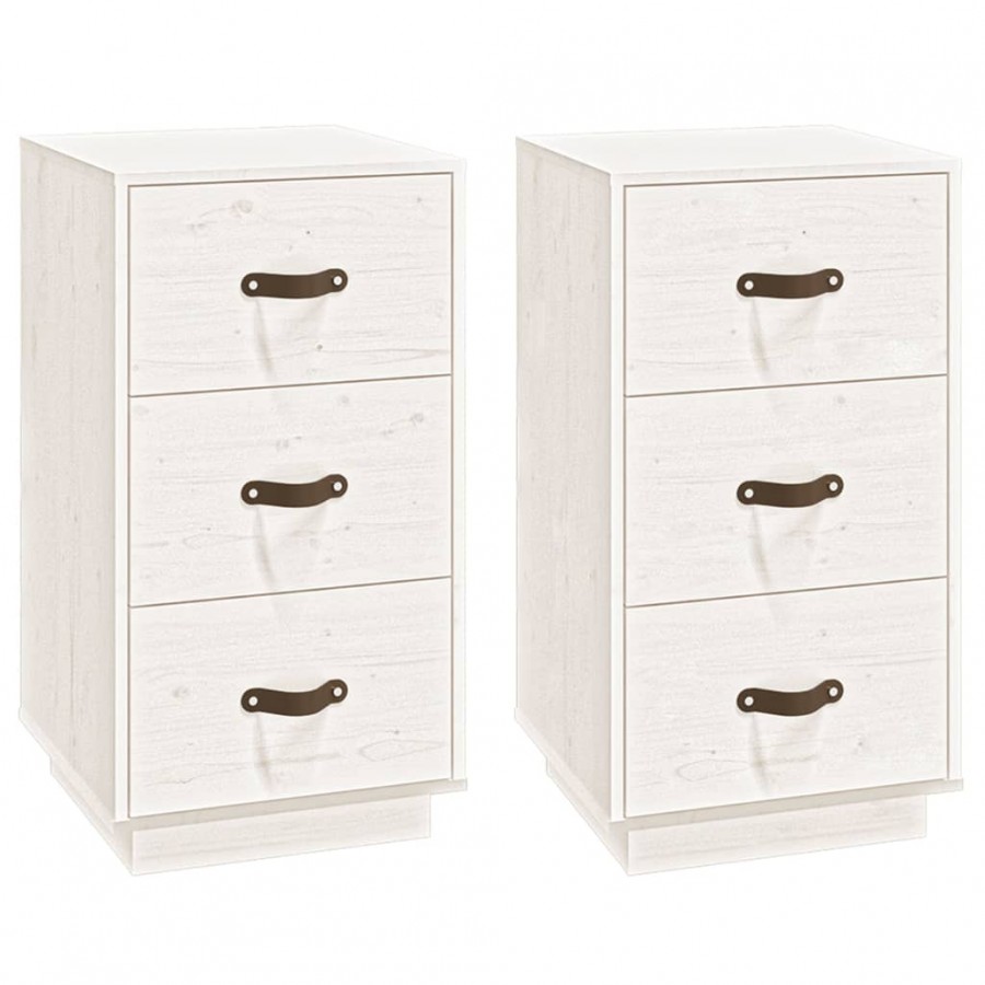 Tables de chevet 2 pcs Blanc 40x40x75 cm Bois de pin massif