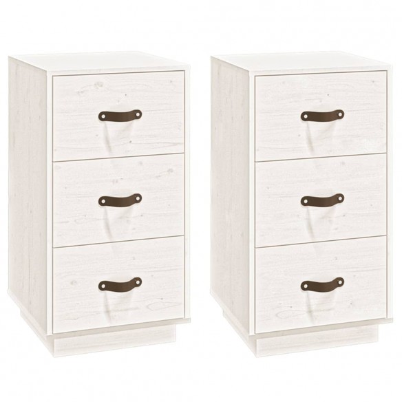 Tables de chevet 2 pcs Blanc 40x40x75 cm Bois de pin massif