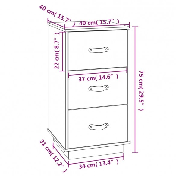 Tables de chevet 2 pcs Blanc 40x40x75 cm Bois de pin massif