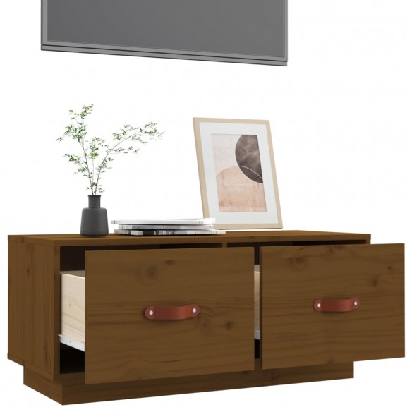 Meuble TV Marron miel 80x34x35 cm Bois de pin massif