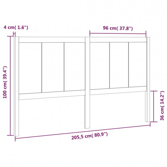 Tête de lit Marron miel 205,5x4x100 cm Bois massif de pin