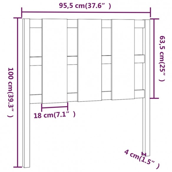 Tête de lit Marron miel 95,5x4x100 cm Bois massif de pin