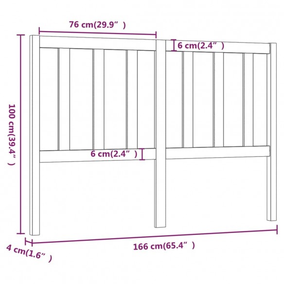 Tête de lit Marron miel 166x4x100 cm Bois massif de pin