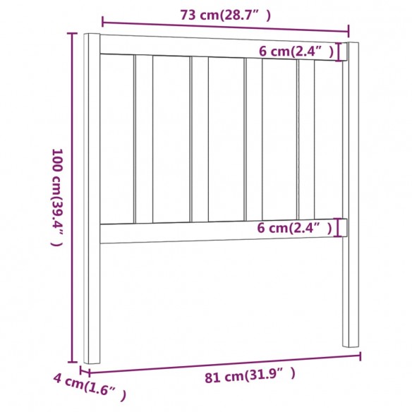 Tête de lit Marron miel 81x4x100 cm Bois massif de pin