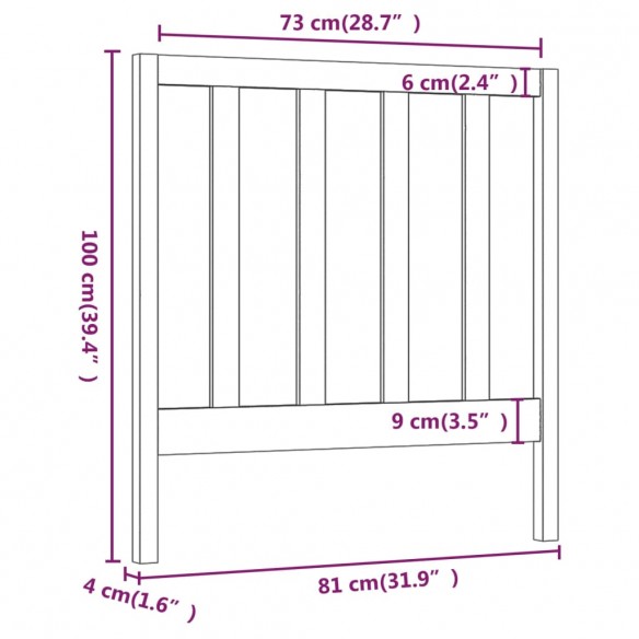 Tête de lit Marron miel 81x4x100 cm Bois massif de pin