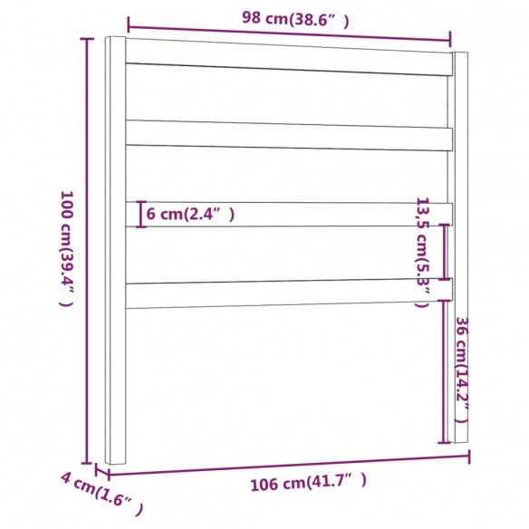 Tête de lit Marron miel 106x4x100 cm Bois massif de pin