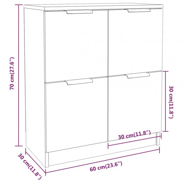 Buffet Chêne fumé 60x30x70 cm Bois d'ingénierie