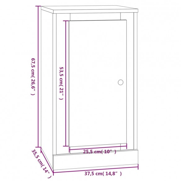 Buffet chêne fumé 37,5x35,5x67,5 cm bois d'ingénierie