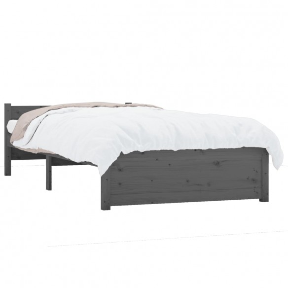 Cadre de lit Gris Bois massif 75x190 cm Petit simple