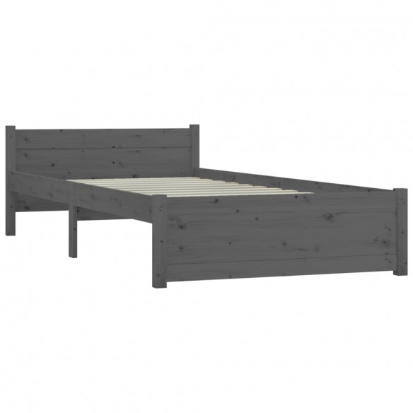 Cadre de lit Gris Bois massif 75x190 cm Petit simple