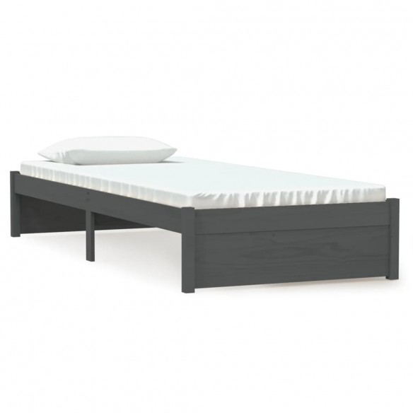 Cadre de lit Gris Bois massif 75x190 cm Petit simple