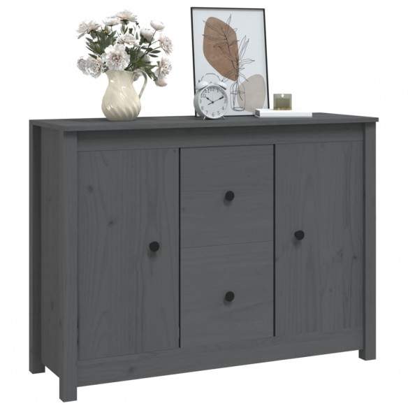 Buffet Gris 100x35x74 cm Bois massif de pin