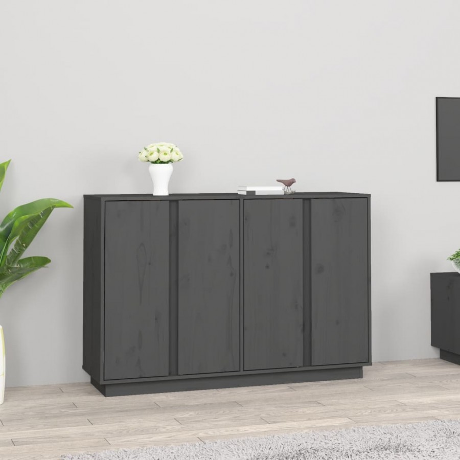 Buffet Gris 120x35x80 cm Bois massif de pin