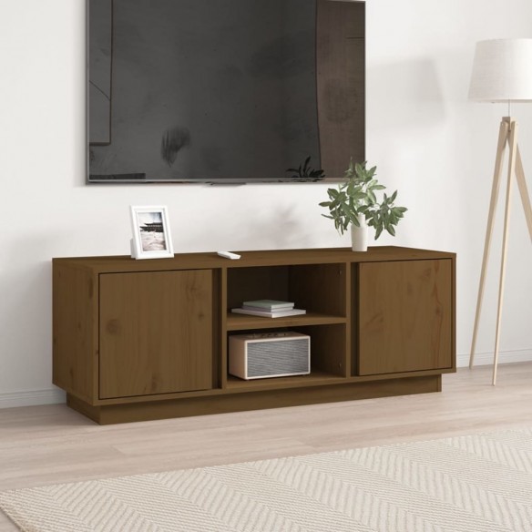 Meuble TV Marron miel 110x35x40,5 cm Bois de pin massif