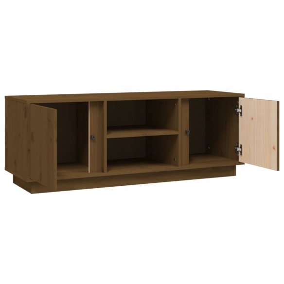 Meuble TV Marron miel 110x35x40,5 cm Bois de pin massif