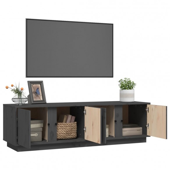 Meuble TV Gris 140x40x40 cm Bois de pin massif