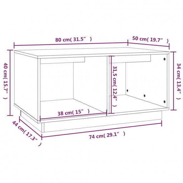 Table basse Blanc 80x50x40 cm Bois massif de pin