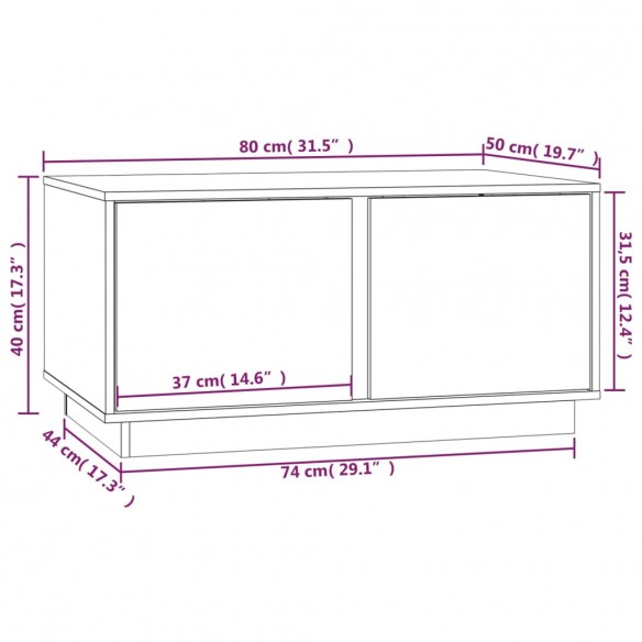 Table basse Noir 80x50x40 cm Bois massif de pin