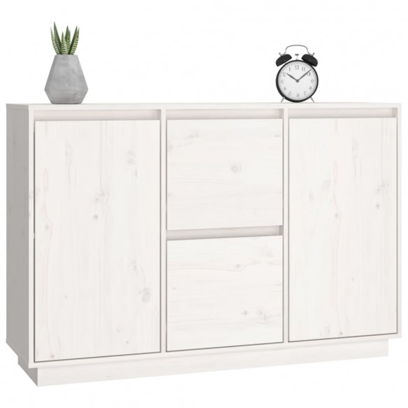 Buffet Blanc 111x34x75 cm Bois massif de pin