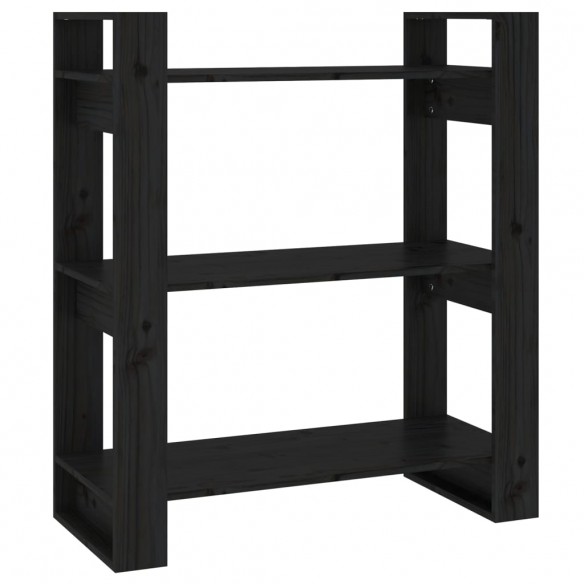 Bibliothèque/Séparateur de pièce Noir 80x35x91 cm Pin solide