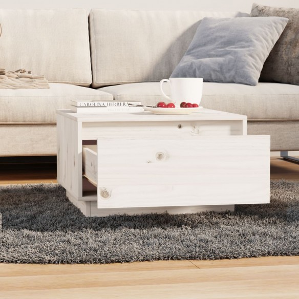 Table basse Blanc 55x56x32 cm Bois massif de pin