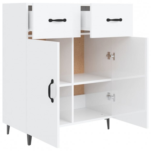 Buffet Blanc brillant 69,5x34x90 cm Bois d'ingénierie