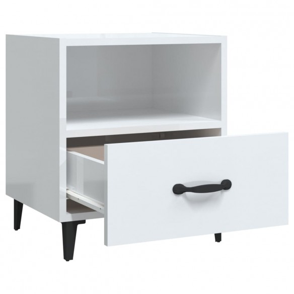 Tables de chevet 2 pcs Blanc brillant Bois d'ingénierie