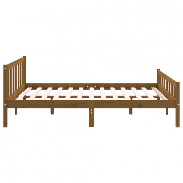 Cadre de lit Marron miel Bois massif 120x190 cm Petit Double