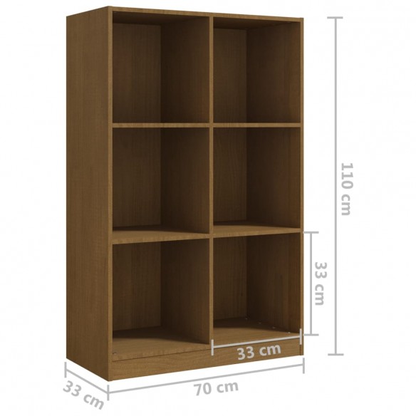 Bibliothèque Marron miel 70x33x110 cm Bois de pin massif