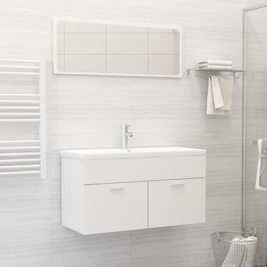 Ensemble de meubles de salle de bain 2 pcs Blanc Aggloméré