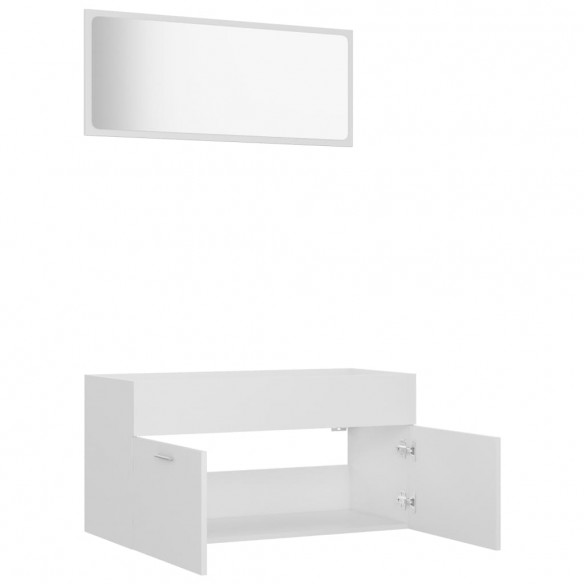 Ensemble de meubles de salle de bain 2 pcs Blanc Aggloméré