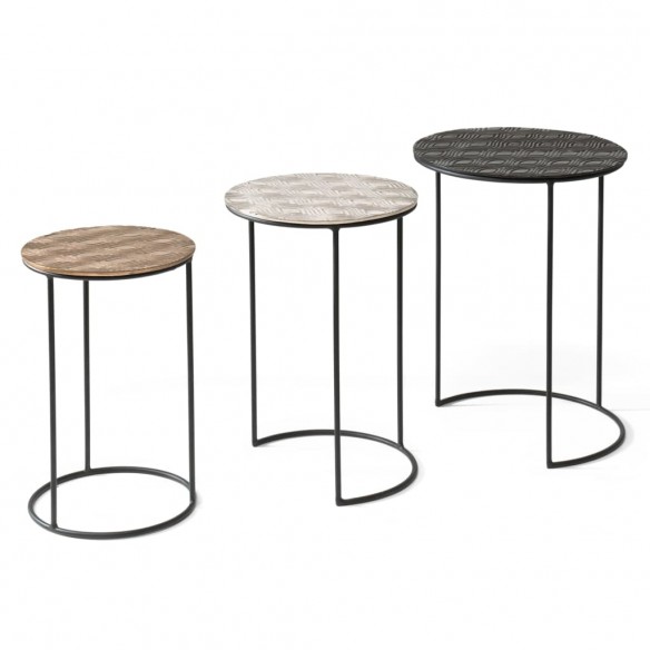 Rousseau Ensemble de tables d'appoint 3 pcs Tiziano Métal Multicolore