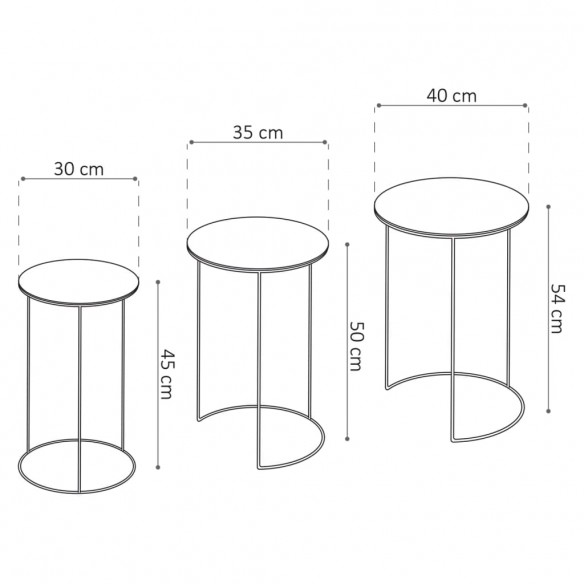 Rousseau Ensemble de tables d'appoint 3 pcs Tiziano Métal Multicolore