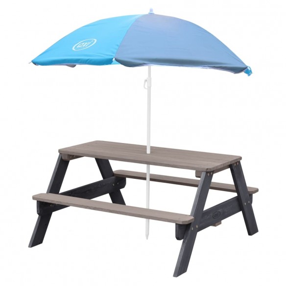 AXI Table de pique-nique pour enfants Nick et parasol Marron et gris