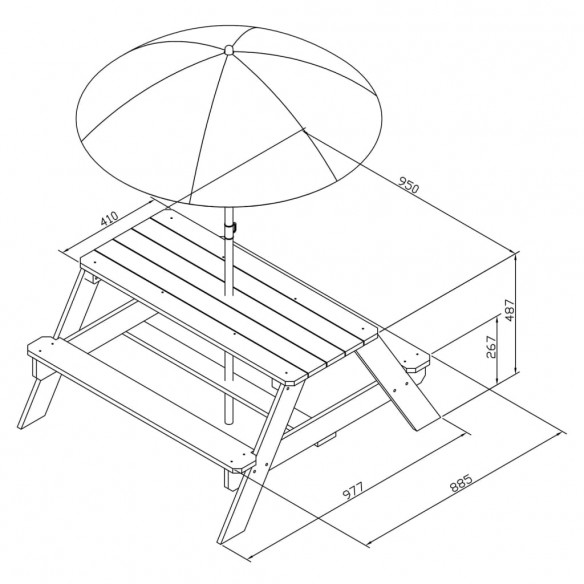 AXI Table de pique-nique pour enfants Nick et parasol Marron et gris