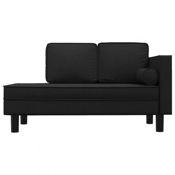 Chaise longue avec coussins et traversin noir tissu