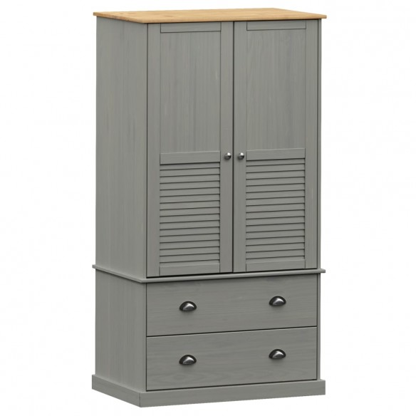 Garde-robe VIGO gris 90x55x176 cm bois massif de pin