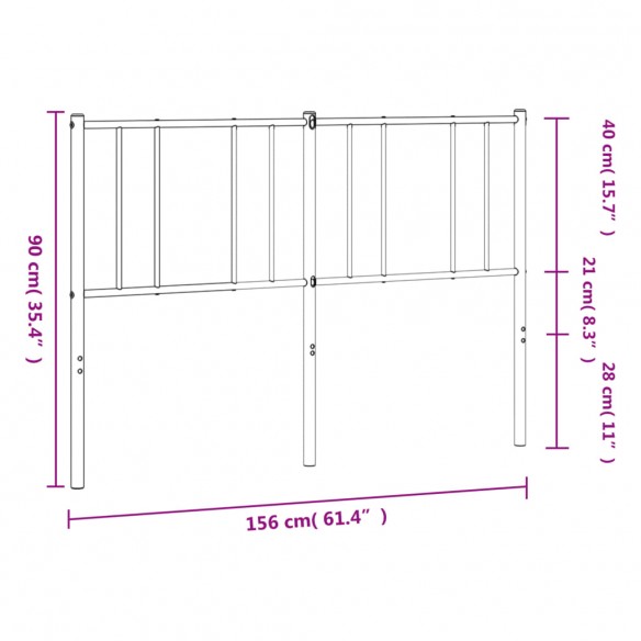 Tête de lit métal blanc 150 cm